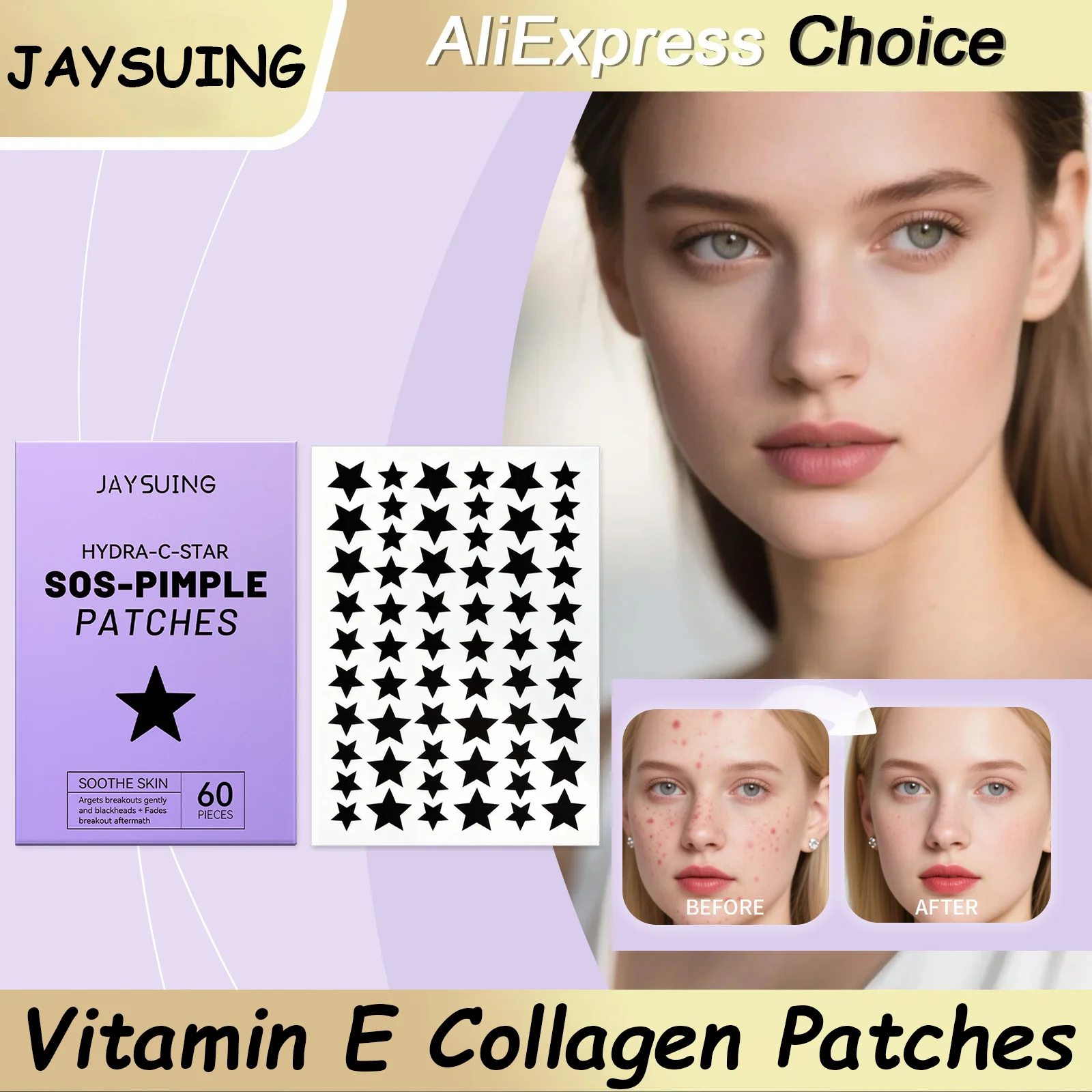 Star Acne Patches Collagen Facial Acne Stickers Invisible Hydrocolloid Concealer Pimple Patch Gentle Skin Care Blemish Cover-ups
Star Acne Patches Collagen Facial Acne Stickers Invisible Hydrocolloid Concealer Pimple Patch Gentle Skin Care Blemish Cover-ups