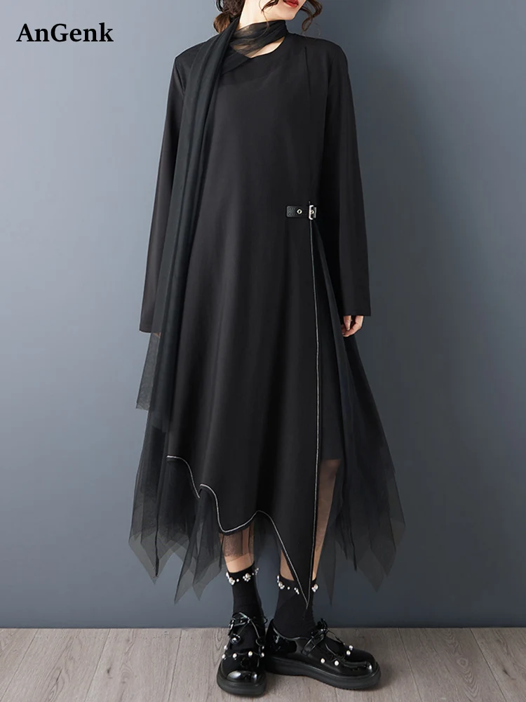 Irregular Spliced Mesh Dresses For Woman Spring Autumn New Long Sleeve Loose Casual Vintage Dress Fashion Elegant Clothing 2026
Irregular Spliced Mesh Dresses For Woman Spring Autumn New Long Sleeve Loose Casual Vintage Dress Fashion Elegant Clothing 2026