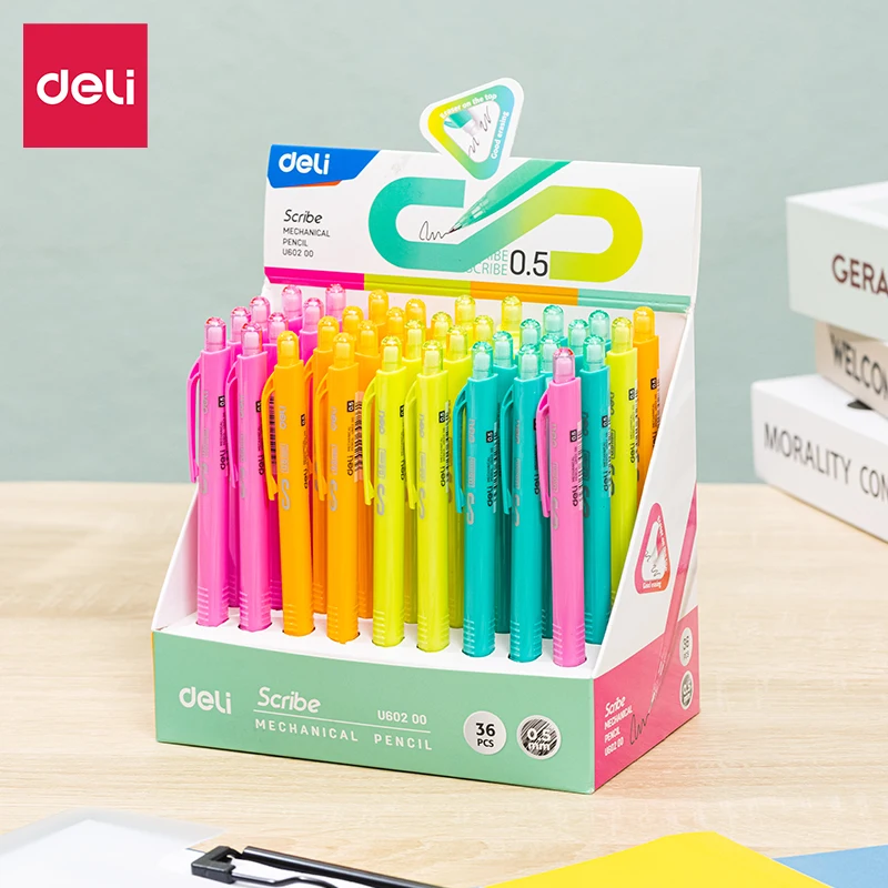 Deli 0.5mm Retractable Mechanical Pencil, Push-Button Design with Clip, 4 Color Options for Home, Office
Deli 0.5mm Retractable Mechanical Pencil, Push-Button Design with Clip, 4 Color Options for Home, Office