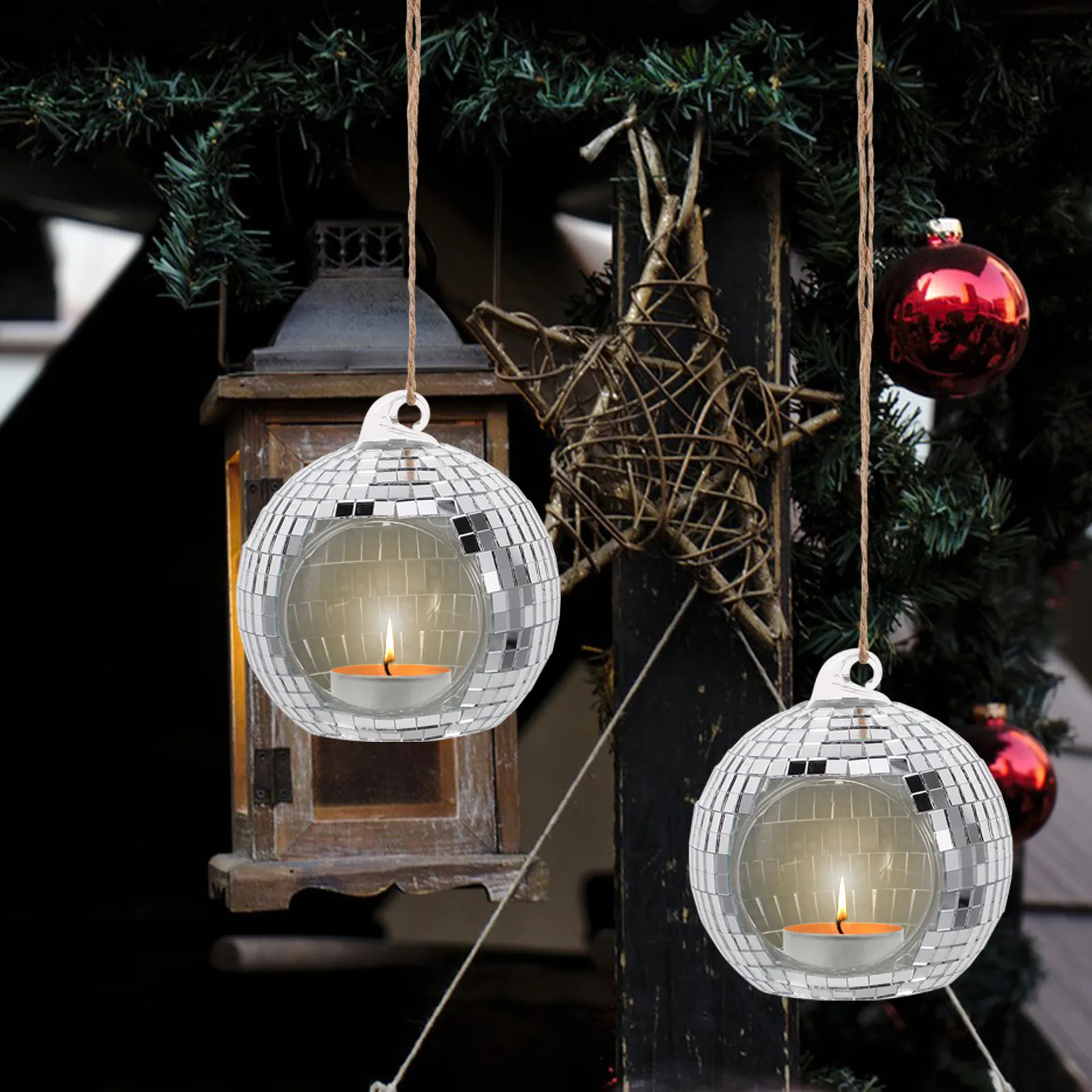 Hanging Glass Disco Ball Holder for Tea Lights Romantic Home Decor Living Room Bedroom Wall Ceiling Decoration Christmas
Hanging Glass Disco Ball Holder for Tea Lights Romantic Home Decor Living Room Bedroom Wall Ceiling Decoration Christmas
