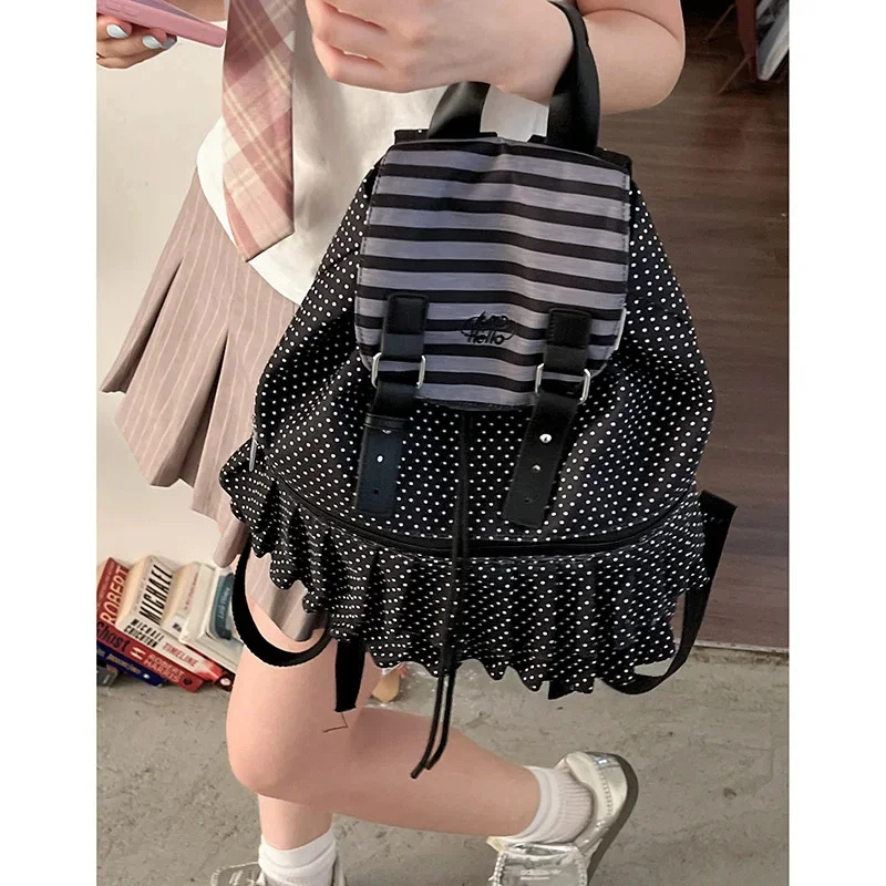 Retro Korean Polka Dot Backpack for Women Travel Ruffle Design Large Capacity Leisure Daily Shoulder Bag for Girl Student
Retro Korean Polka Dot Backpack for Women Travel Ruffle Design Large Capacity Leisure Daily Shoulder Bag for Girl Student