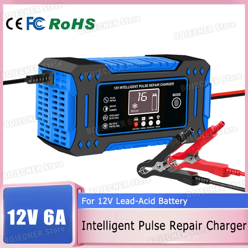 Intelligent Battery Pulse Repair Charger For 12V Car Motorcycle Truck 6A 12V Battery Power Supply Adapters For Lead-Acid Battery
Intelligent Battery Pulse Repair Charger For 12V Car Motorcycle Truck 6A 12V Battery Power Supply Adapters For Lead-Acid Battery