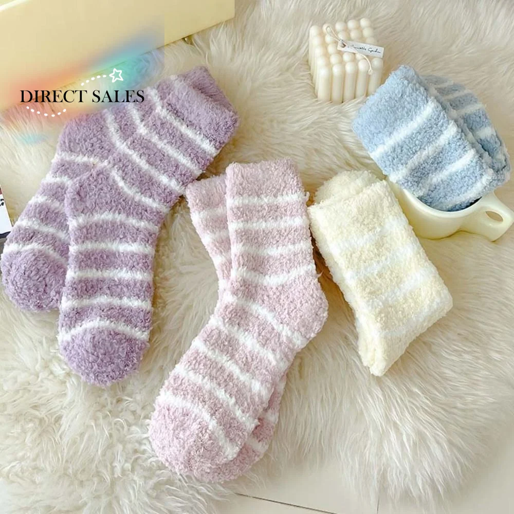 6 пар милых полосатых носков из кораллового флиса, плюшевые теплые утолщенные бархатные носки, носки для сна в стиле пэчворк для девочек
6 пар милых полосатых носков из кораллового флиса, плюшевые теплые утолщенные бархатные носки, носки для сна в стиле пэчворк для девочек