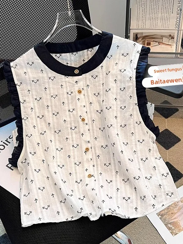 Retro Cotton Linen Shirt Women's Summer New Style Age-Defying Vest Shirt Beautiful Sleeveless Top Button Closure round Neck
Retro Cotton Linen Shirt Women's Summer New Style Age-Defying Vest Shirt Beautiful Sleeveless Top Button Closure round Neck