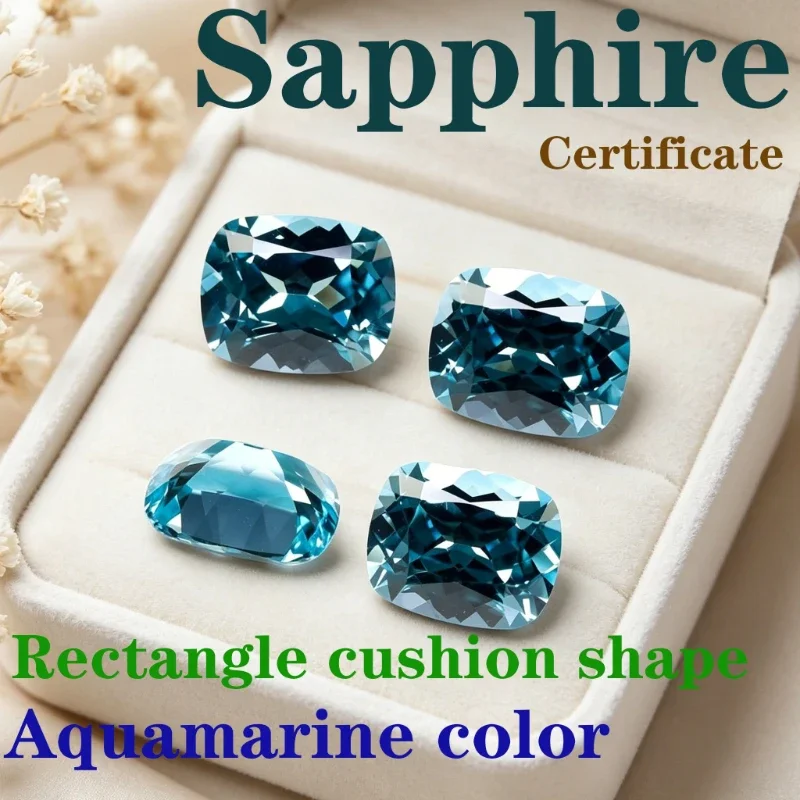 Synthetic Gemstone Sapphire Rectangle Cushion Shape Aquamarine Color Certificate Hand Cutting
Synthetic Gemstone Sapphire Rectangle Cushion Shape Aquamarine Color Certificate Hand Cutting