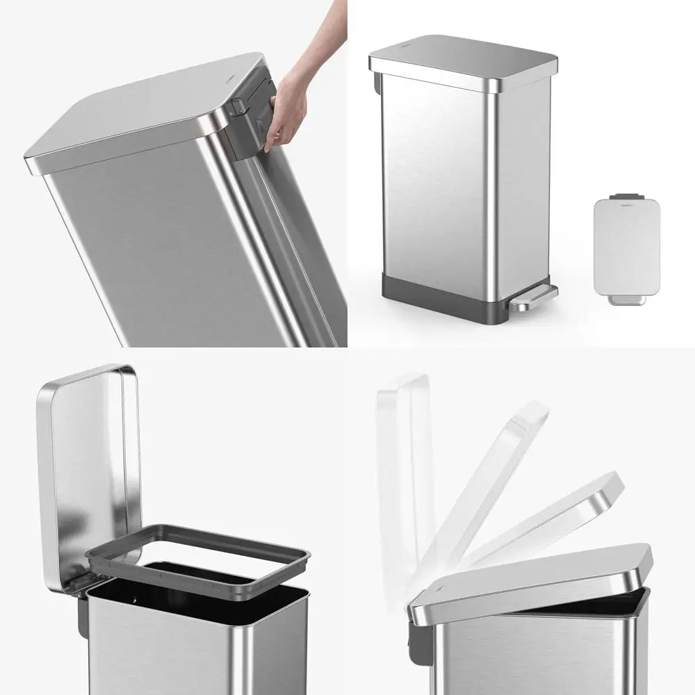 50L 13-Gallon Step-On Stainless Steel Trash Can with Soft-Close Lid, Fingerprint-Resistant, Removable Liner, Slim Design for Hom
50L 13-Gallon Step-On Stainless Steel Trash Can with Soft-Close Lid, Fingerprint-Resistant, Removable Liner, Slim Design for Hom
