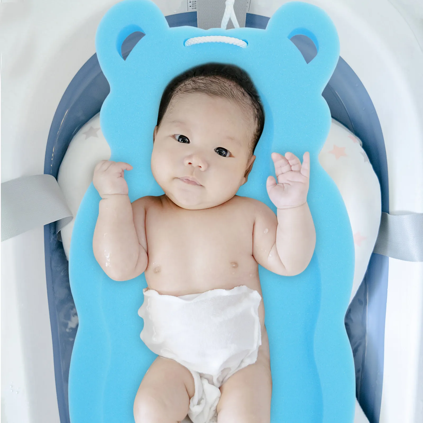 Baby Bathing Mat Sponge Cushion Blue Anti-Slip Soft Gentle Head Neck Back Comfortable Quick Drying
Baby Bathing Mat Sponge Cushion Blue Anti-Slip Soft Gentle Head Neck Back Comfortable Quick Drying