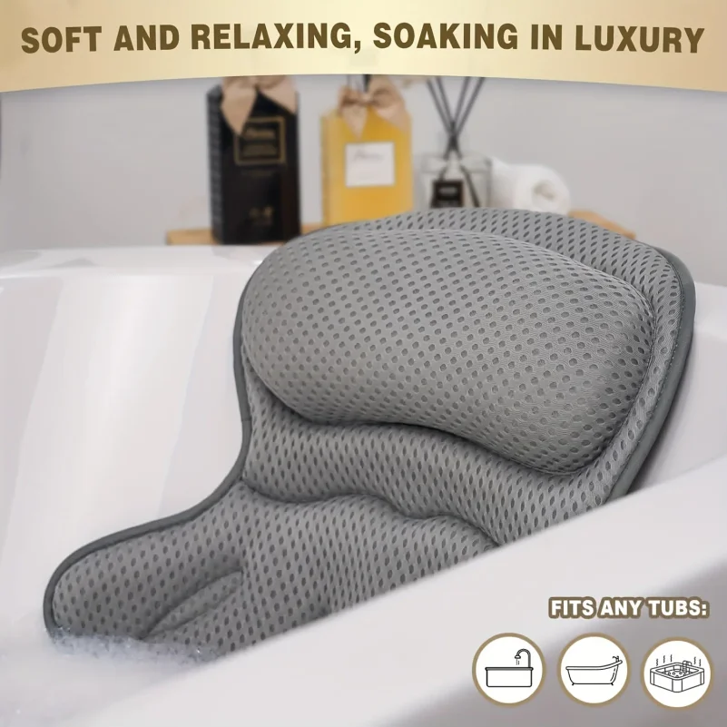 1pc Luxury Bath Pillow with 3D Air Mesh, Strong Suction Cups | Ergonomic Neck & Back Support, Soft Comfort, Machine Washable, Id
1pc Luxury Bath Pillow with 3D Air Mesh, Strong Suction Cups | Ergonomic Neck & Back Support, Soft Comfort, Machine Washable, Id