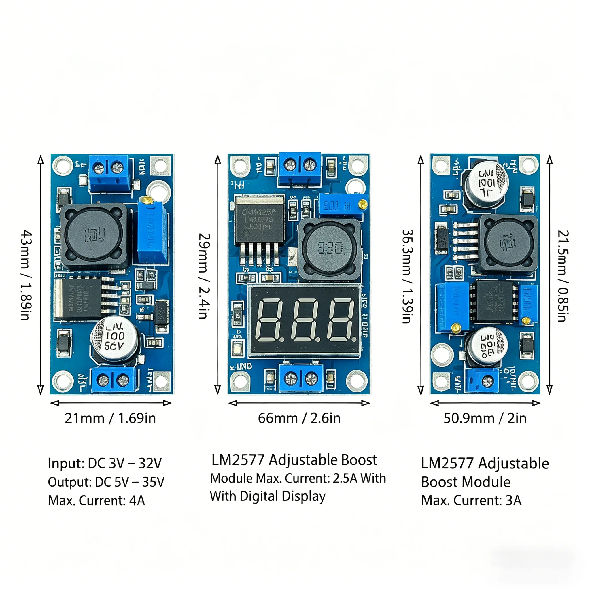 LM2577 DC-DC Boost Module 3A/2.5A Adjustable Voltage Power Supply Circuit Board
LM2577 DC-DC Boost Module 3A/2.5A Adjustable Voltage Power Supply Circuit Board