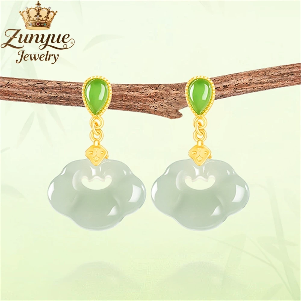 S925 Silver Inlaid Natural Hetian Green Jade Ruyi Jade Earrings Luxury Quality Jewelry Handicraft Fashion Jewelry Elegant Charms
S925 Silver Inlaid Natural Hetian Green Jade Ruyi Jade Earrings Luxury Quality Jewelry Handicraft Fashion Jewelry Elegant Charms