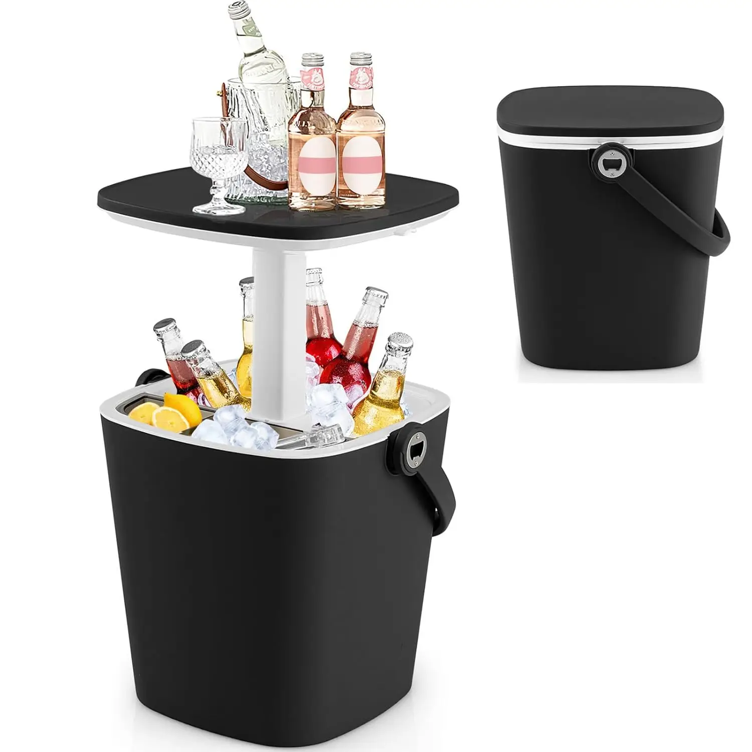 Outdoor Side Table Cooler - 4 Gallon Portable Beer Wine Ice Bucket with Handle, Lift Top Lid, Bottle Opener, Patio Cool Bar Tabl
Outdoor Side Table Cooler - 4 Gallon Portable Beer Wine Ice Bucket with Handle, Lift Top Lid, Bottle Opener, Patio Cool Bar Tabl