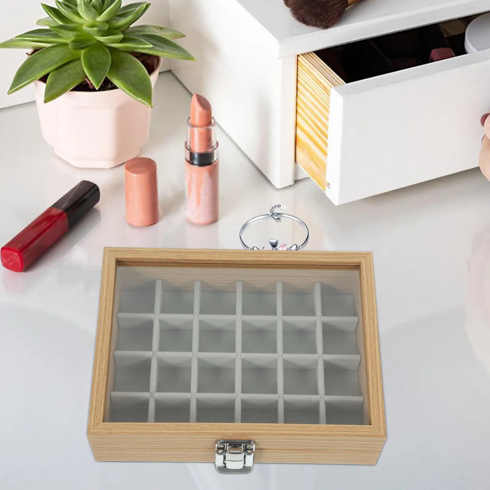 Multi Grid Wooden Jewelry Box Clear Lid Vintage Design Compact Jewelry Organizer Tray for Rings Earrings Pendants Trinkets Home
Multi Grid Wooden Jewelry Box Clear Lid Vintage Design Compact Jewelry Organizer Tray for Rings Earrings Pendants Trinkets Home