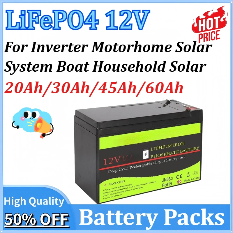LiFePO4 12V 20Ah/30Ah/45Ah/60Ah Battery for Inverter Motorhome Solar System Boat Household Solar
LiFePO4 12V 20Ah/30Ah/45Ah/60Ah Battery for Inverter Motorhome Solar System Boat Household Solar