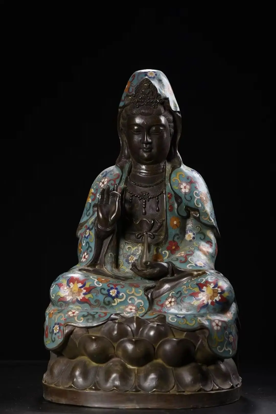 16"Tibetan Temple Collection Old Bronze Cloisonne Floral Texture Guanyin Bodhisattva Avalokitesvara Sitting Buddha Worship Hall
16"Tibetan Temple Collection Old Bronze Cloisonne Floral Texture Guanyin Bodhisattva Avalokitesvara Sitting Buddha Worship Hall