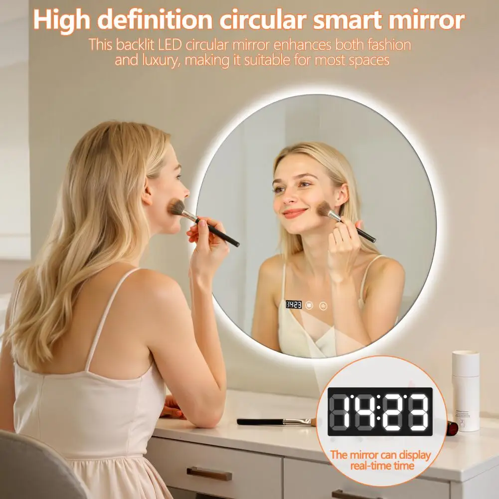 60CM/70CM/80CM Round Smart Makeup Bathroom Mirror 3 Color Adjustable LED LIght Multi-Function With DemistBrightness
60CM/70CM/80CM Round Smart Makeup Bathroom Mirror 3 Color Adjustable LED LIght Multi-Function With DemistBrightness
