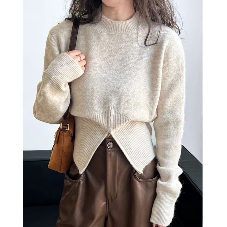 autumn winter Casual loose Long Sleeve O-Neck zipper Pullover Sweater Women korean Knitted Sweaters Femme Solid thin Top Clothes
autumn winter Casual loose Long Sleeve O-Neck zipper Pullover Sweater Women korean Knitted Sweaters Femme Solid thin Top Clothes