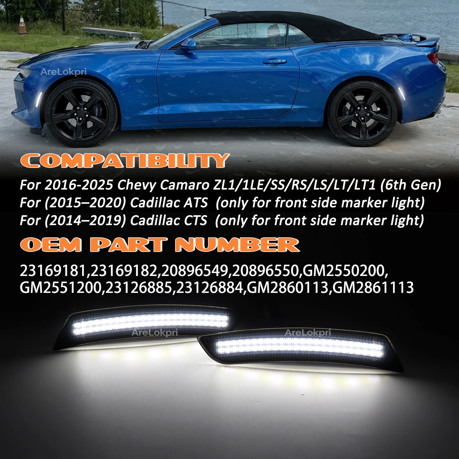 4pcs White LED Front Rear Bumper Side Marker Lights for Chevy Camaro 2016 2017 2018 2019 2020 2021 2022 2023
4pcs White LED Front Rear Bumper Side Marker Lights for Chevy Camaro 2016 2017 2018 2019 2020 2021 2022 2023