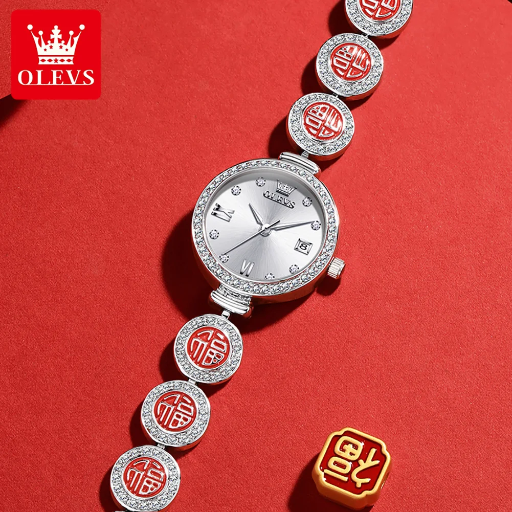 OLEVS Elegant Women's Watches Implies Good Luck Fu Character Brand Quartz Watch Jewelry Diamonds Red Stainless Steel Wrist Watch
OLEVS Elegant Women's Watches Implies Good Luck Fu Character Brand Quartz Watch Jewelry Diamonds Red Stainless Steel Wrist Watch