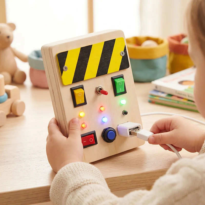 Montessori Busy Board Toys, Wooden Sensory Toy with Light, Buttons Pluggable Wire Toddlers Children Montessori Life Skills Toys
Montessori Busy Board Toys, Wooden Sensory Toy with Light, Buttons Pluggable Wire Toddlers Children Montessori Life Skills Toys