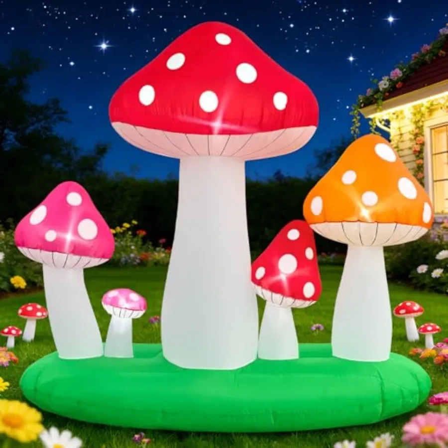 Outdoor Easter decoration: 7FT inflatable spring mushroom with LED lights, PVC material, pastel pink and white, weather-resista
Outdoor Easter decoration: 7FT inflatable spring mushroom with LED lights, PVC material, pastel pink and white, weather-resista