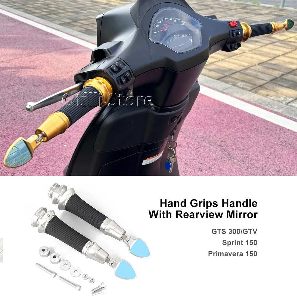New Motorcycle Accessories Hand Grips With Mini Rearview Mirror For Vespa GTS 300 GTV Sprint Primavera 150
New Motorcycle Accessories Hand Grips With Mini Rearview Mirror For Vespa GTS 300 GTV Sprint Primavera 150
