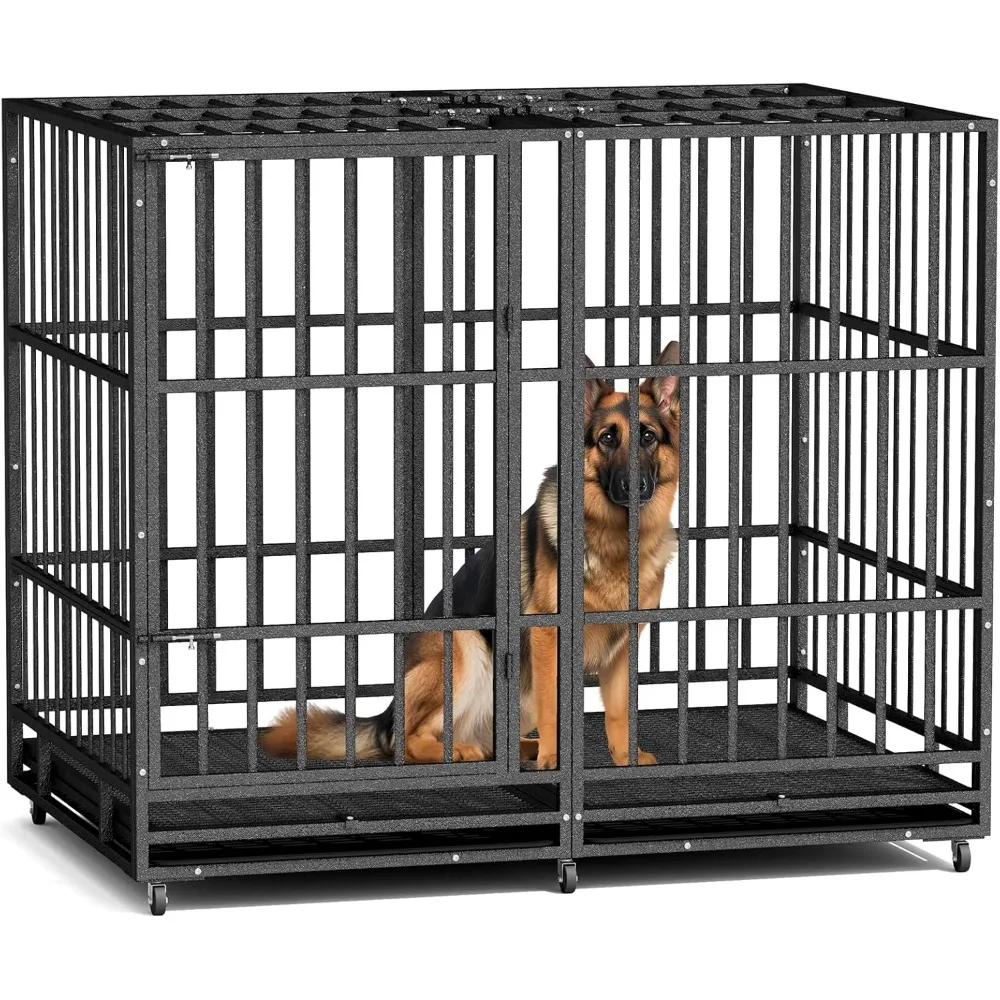 LUCK 54/48/42/38 Inch Heavy Duty Indestructible XL Dog Crate Steel Escape Proof, Indoor High Anxiety Cage Kennel With Wheels, R 
LUCK 54/48/42/38 Inch Heavy Duty Indestructible XL Dog Crate Steel Escape Proof, Indoor High Anxiety Cage Kennel With Wheels, R