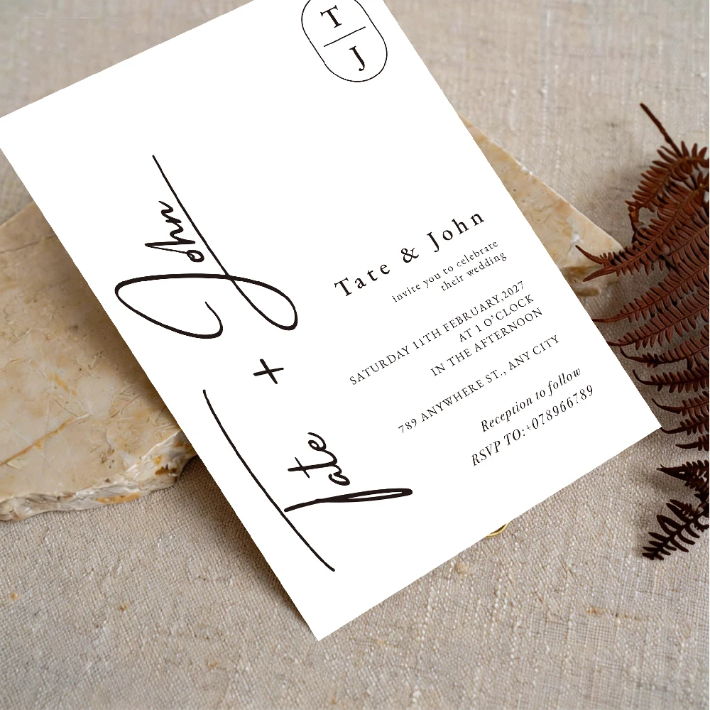 Custom Handwritten Style Wedding Invitations 5x7'', Personalized Paper Invites for Bridal Shower & Wedding Celebration
Custom Handwritten Style Wedding Invitations 5x7'', Personalized Paper Invites for Bridal Shower & Wedding Celebration