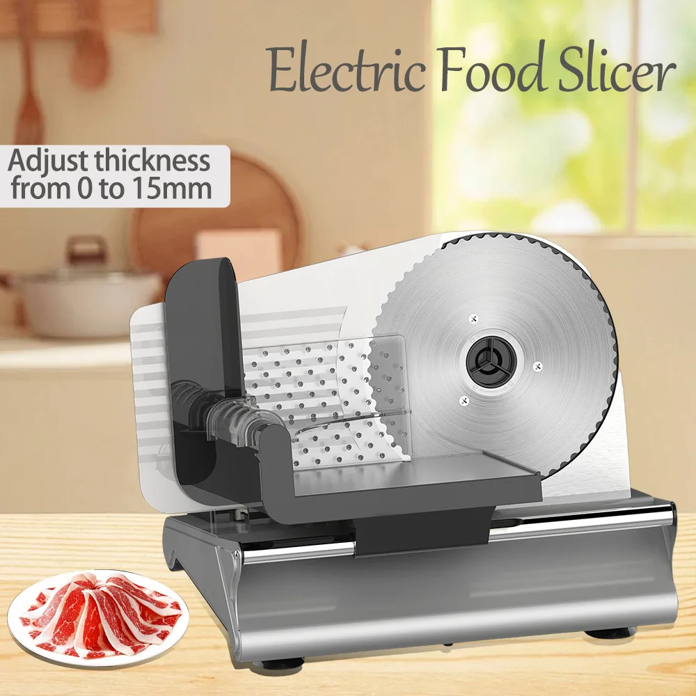 Adjustable 0-15mm Electric Meat Slicer, Stainless Steel Blade Food Slicer for Home Use
Adjustable 0-15mm Electric Meat Slicer, Stainless Steel Blade Food Slicer for Home Use