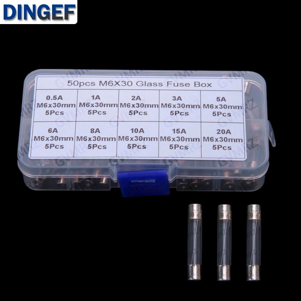 50pcs 6*30MM Glass Fuse 6A 8A 10A 15A 20A Tubes 250V Box 0.5A 1A 2A 3A 5A
50pcs 6*30MM Glass Fuse 6A 8A 10A 15A 20A Tubes 250V Box 0.5A 1A 2A 3A 5A