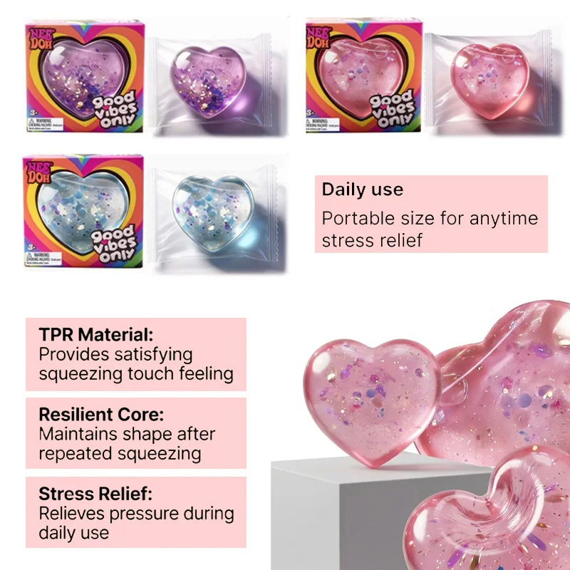 Needoh Good Vibes Only Heart Clear Glitter Sensory Toy Non-Toxic Stress Relief Squishy Squeeze ADHD Fidget Toy for Kids Adults
Needoh Good Vibes Only Heart Clear Glitter Sensory Toy Non-Toxic Stress Relief Squishy Squeeze ADHD Fidget Toy for Kids Adults