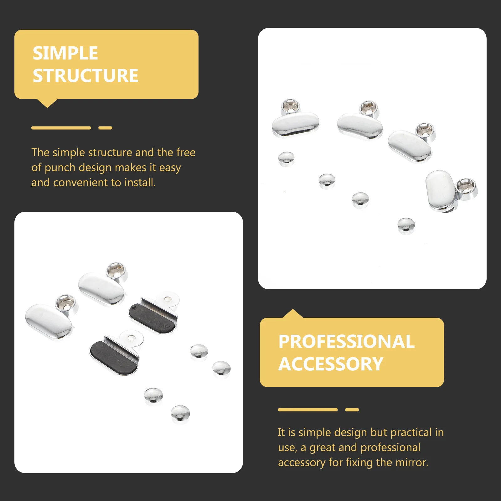 4 Pcs Mirror Mount Clips Metal Holder Wall Clamps Mounting Hardware Silver Glass Bracket
4 Pcs Mirror Mount Clips Metal Holder Wall Clamps Mounting Hardware Silver Glass Bracket