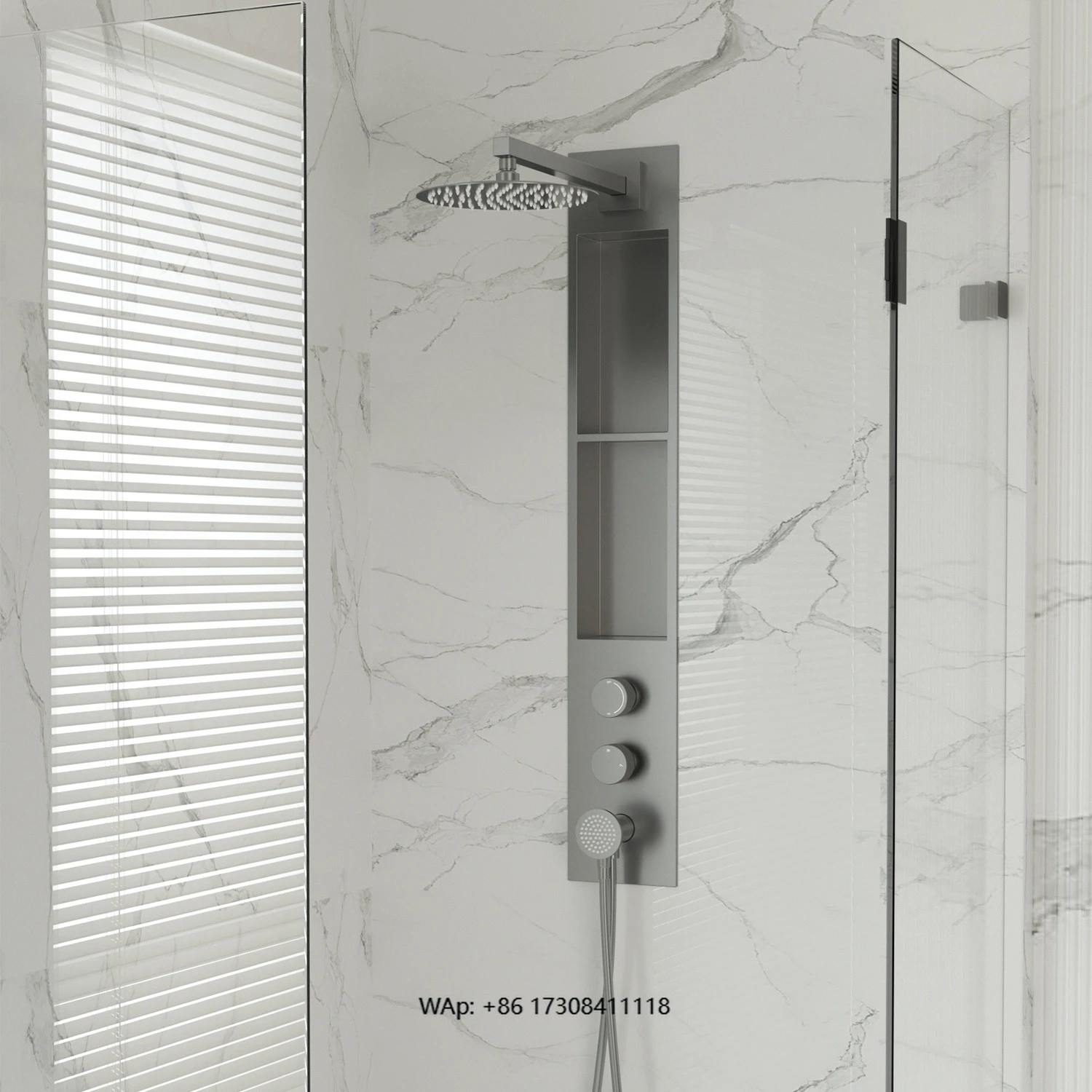 One-piece 304 stainless steel shower plate with pressure balancing valve, rain shower and hand shower, modern design, suitable f
One-piece 304 stainless steel shower plate with pressure balancing valve, rain shower and hand shower, modern design, suitable f