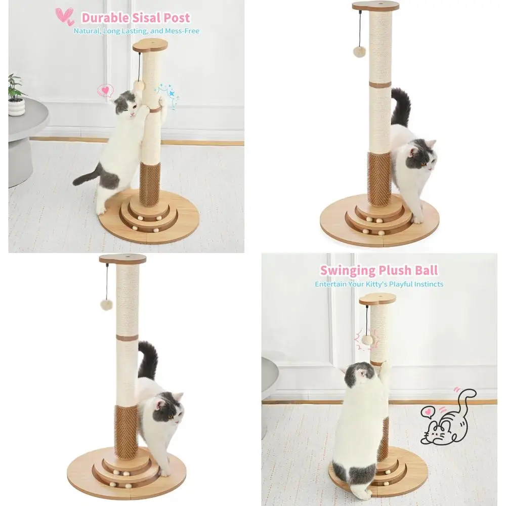 Премиальная сизалевая когтеточка с интерактивной шариковой дорожкой, высокая кошачья башня 33,6 дюйма для домашних котят и игрушек, бежевая
Премиальная сизалевая когтеточка с интерактивной шариковой дорожкой, высокая кошачья башня 33,6 дюйма для домашних котят и игрушек, бежевая