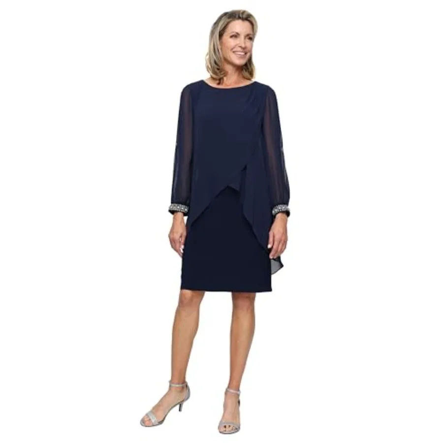 Women's Long Sleeve Chiffon Short Cocktail Dress, Wedding Guest, Mother of The Bride
Women's Long Sleeve Chiffon Short Cocktail Dress, Wedding Guest, Mother of The Bride
