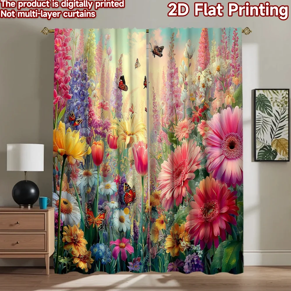 2D flat printing 2pcs Curtain Colorful Butterfly Flower Garden Digital Printed Polyester Drapes Festive Wall Decor Use for
2D flat printing 2pcs Curtain Colorful Butterfly Flower Garden Digital Printed Polyester Drapes Festive Wall Decor Use for