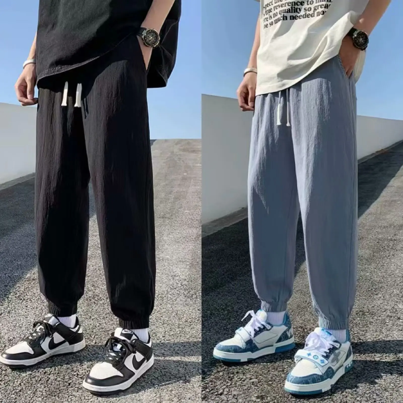 Корейские повседневные спортивные брюки свободного кроя с манжетами, укороченные, летние, модные, тонкие, мужские, в стиле фонарик
Корейские повседневные спортивные брюки свободного кроя с манжетами, укороченные, летние, модные, тонкие, мужские, в стиле фонарик