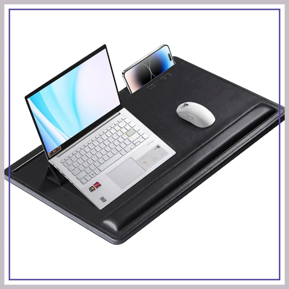 Leather Lap Desk with Memory Foam Cushion 24x16 Inches - Adjustable Portable Laptop Tray Fits 17 19 Inch Notebook - Built-in Wrist Rest Lightweight Computer Desk
Leather Lap Desk with Memory Foam Cushion 24x16 Inches - Adjustable Portable Laptop Tray Fits 17 19 Inch Notebook - Built-in Wrist Rest Lightweight Computer Desk