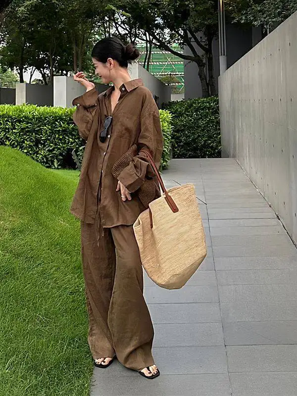 Casual Loose Cotton Linen Set Women Summer New Style Lazy Elegant Two Piece Suit High Waist Long Pants Collar Shirt
Casual Loose Cotton Linen Set Women Summer New Style Lazy Elegant Two Piece Suit High Waist Long Pants Collar Shirt