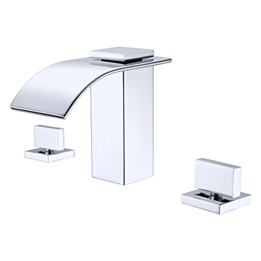 Roman tub faucet for deck mount with 3-hole installation, chrome-finished brass construction, waterfall spout, includes valve
Roman tub faucet for deck mount with 3-hole installation, chrome-finished brass construction, waterfall spout, includes valve