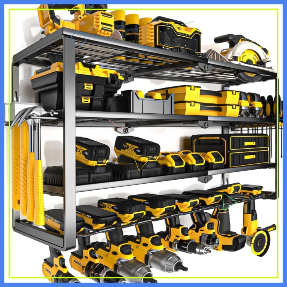 32" 8-Slot Power Tool Organizer Wall Mount for Cordless Drills & Batteries, Garage Storage Rack with Charging Station Shelf
32" 8-Slot Power Tool Organizer Wall Mount for Cordless Drills & Batteries, Garage Storage Rack with Charging Station Shelf