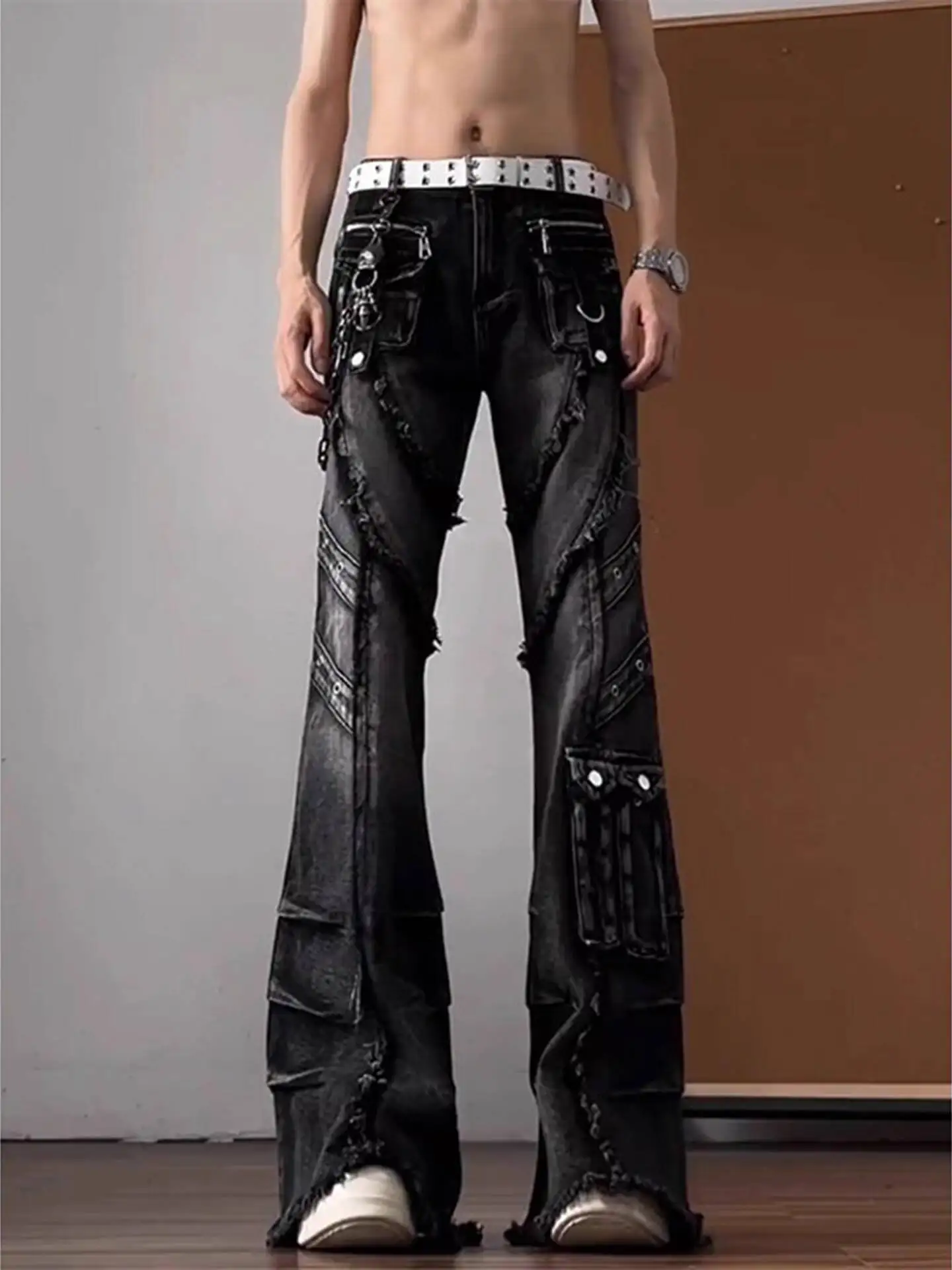 Gothic Punk Man Jeans 2025 New Subculture Cargo Pants Black Boot Cut Denim Pants Vintage Vibe Frayed Hem Wasteland Trousers
Gothic Punk Man Jeans 2025 New Subculture Cargo Pants Black Boot Cut Denim Pants Vintage Vibe Frayed Hem Wasteland Trousers