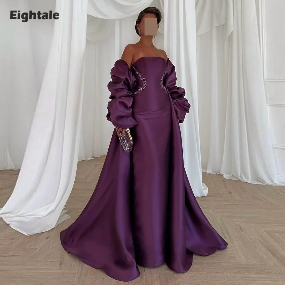 Eightale Arabic Evening Dress Off the Shoulder Purple Beaded Ruffled Sleeves Customized Satin Mermaid Prom Wedding Party Gowns
Eightale Arabic Evening Dress Off the Shoulder Purple Beaded Ruffled Sleeves Customized Satin Mermaid Prom Wedding Party Gowns