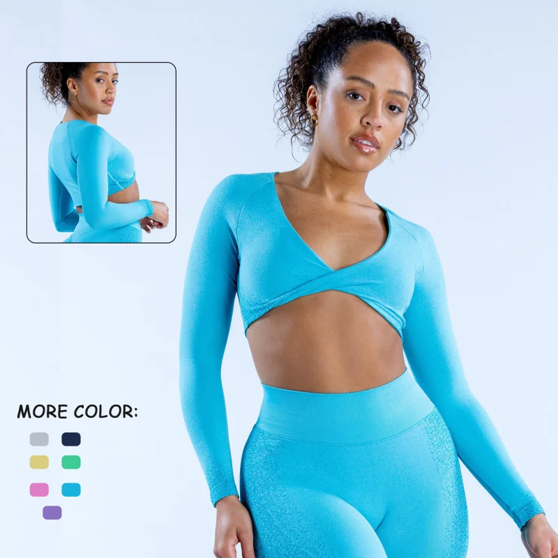 Seamless Yoga Twist Bra for Women, Low-Cut, Long Sleeve Fitness Top, European and American Style, Cross-Border, Hot Selling
Seamless Yoga Twist Bra for Women, Low-Cut, Long Sleeve Fitness Top, European and American Style, Cross-Border, Hot Selling