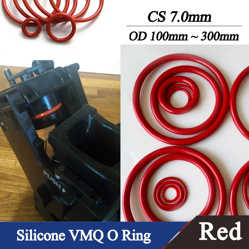 CS 7mm OD 100 ~ 300mm 5Pcs Red Food Grade VMQ O Ring Gasket Waterproof Washer Round O Shape Rubber Silicone Ring 
CS 7mm OD 100 ~ 300mm 5Pcs Red Food Grade VMQ O Ring Gasket Waterproof Washer Round O Shape Rubber Silicone Ring