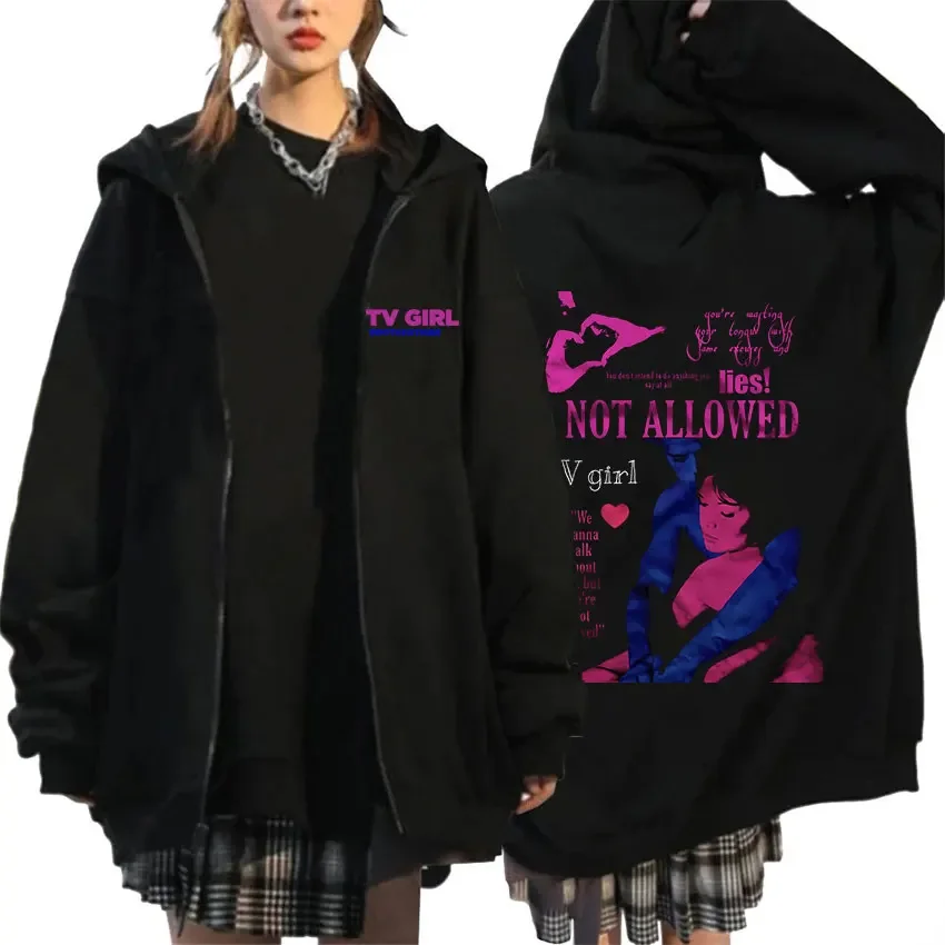 Tv Girl Fashion Black Zipper Hoodie Unisex Fleece Zip Up Jacket Sweatshirt Men Women Casual Oversized Hoodies Coats Streetwear
Tv Girl Fashion Black Zipper Hoodie Unisex Fleece Zip Up Jacket Sweatshirt Men Women Casual Oversized Hoodies Coats Streetwear