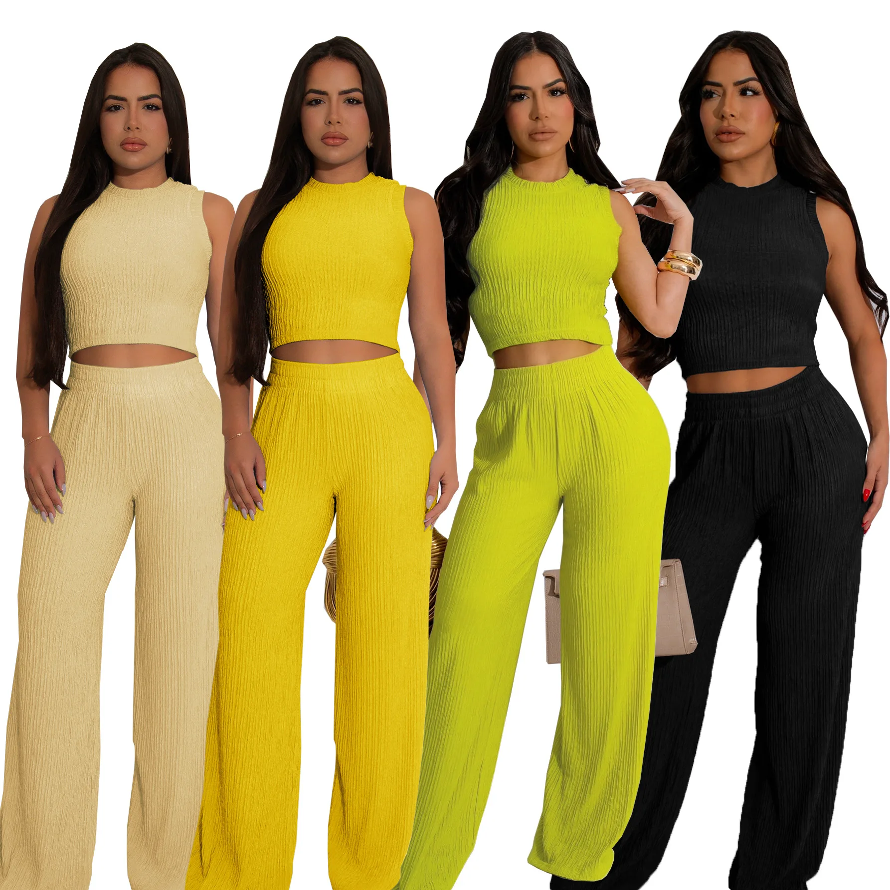 Fashion Women's Set Sleeveless Tank Tops and Wide Leg Pants Sets 2025 Summer Street Two 2 Piece Sets Outfits Tracksuit
Fashion Women's Set Sleeveless Tank Tops and Wide Leg Pants Sets 2025 Summer Street Two 2 Piece Sets Outfits Tracksuit