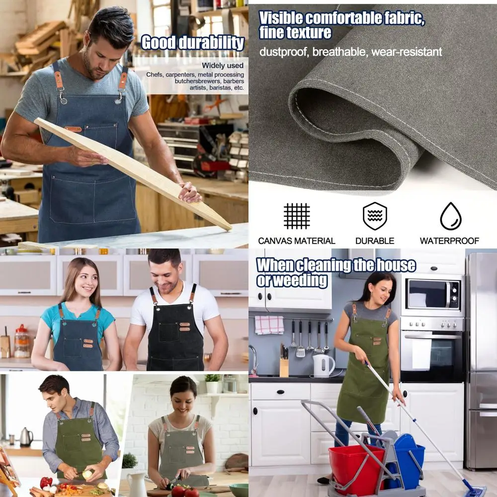 4-Piece Set of Waterproof Cotton Canvas Aprons with Adjustable Straps for Men & Women
4-Piece Set of Waterproof Cotton Canvas Aprons with Adjustable Straps for Men & Women