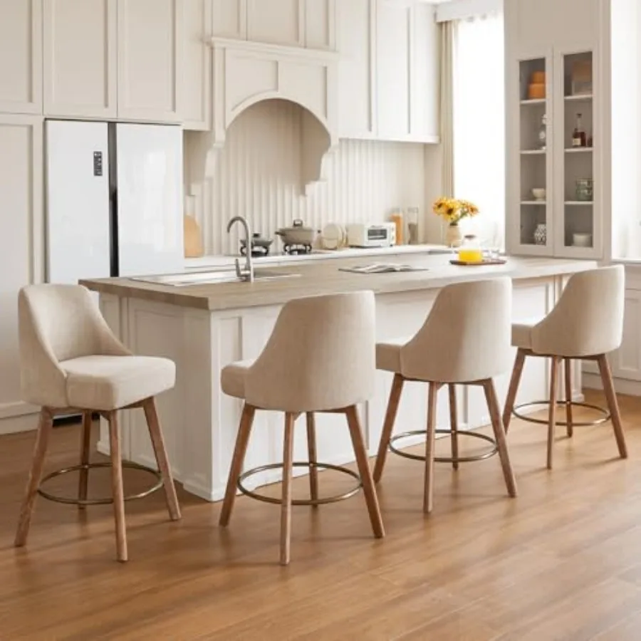 Counter Height Bar Stools, Sand-Colored Linen Comfort Fabric Bar Stool Set of 4, 360° Swivel Counter Height Stools Solid Wood L
Counter Height Bar Stools, Sand-Colored Linen Comfort Fabric Bar Stool Set of 4, 360° Swivel Counter Height Stools Solid Wood L