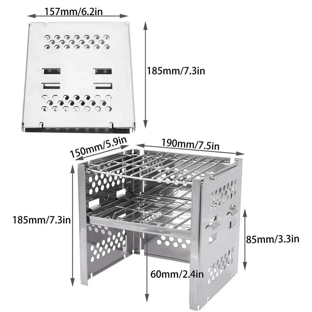 Outdoor Double-Layer Stainless Steel Mini Bonfire Grill Stove Foldable Picnic Stove with Freestanding Installation Fuel Wood
Outdoor Double-Layer Stainless Steel Mini Bonfire Grill Stove Foldable Picnic Stove with Freestanding Installation Fuel Wood