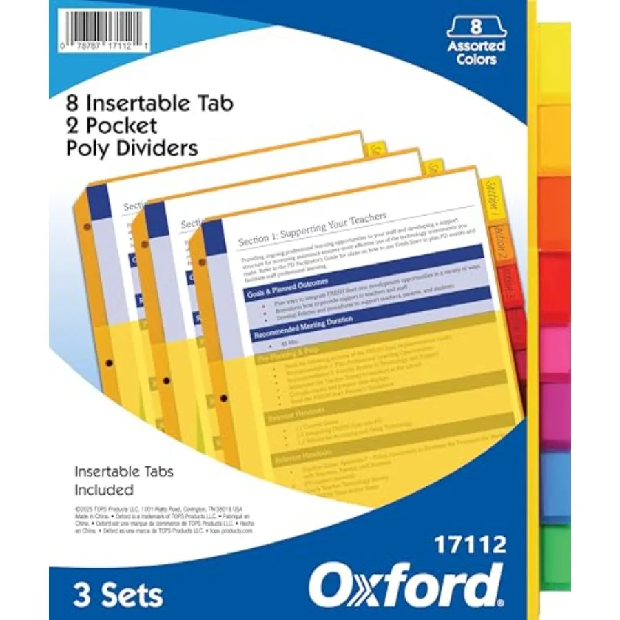 Heavy-Duty 8-Tab Plastic Binder Dividers with Pockets for Three Ring Binders - Essential Back to School Supplies and Organizati
Heavy-Duty 8-Tab Plastic Binder Dividers with Pockets for Three Ring Binders - Essential Back to School Supplies and Organizati